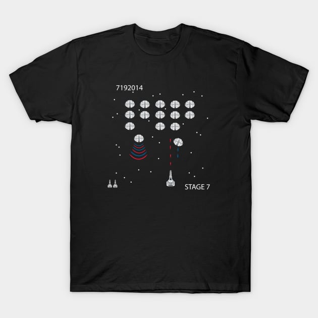 Battlestar Galaga T-Shirt by leslieharris372